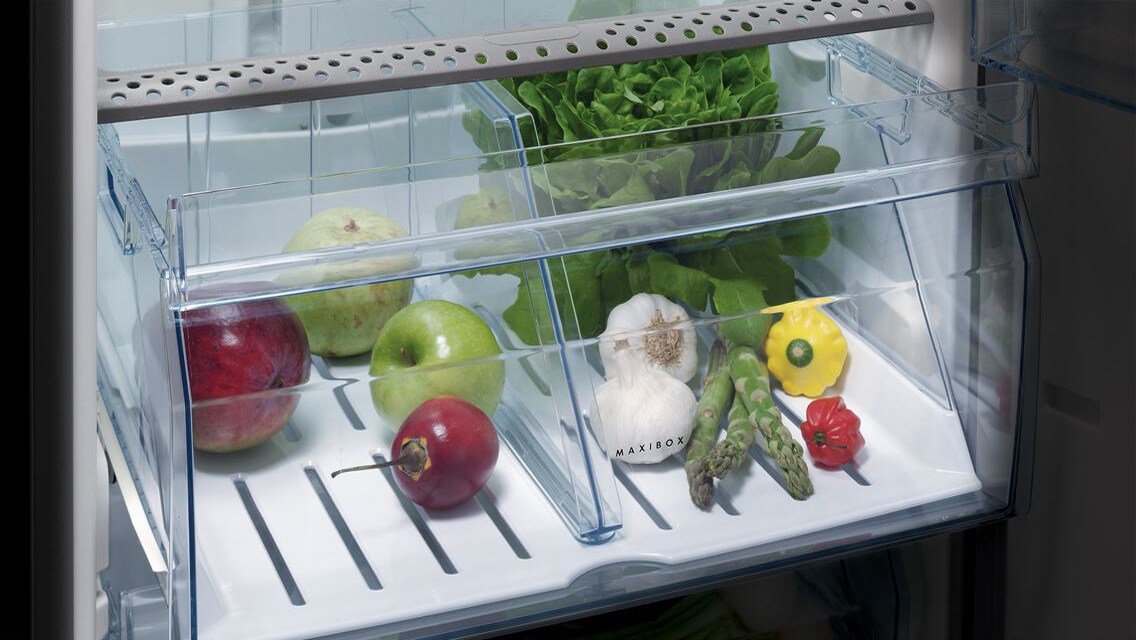 Various vegetables keeping fresh in the large drawers of the ProFresh fridge freezer