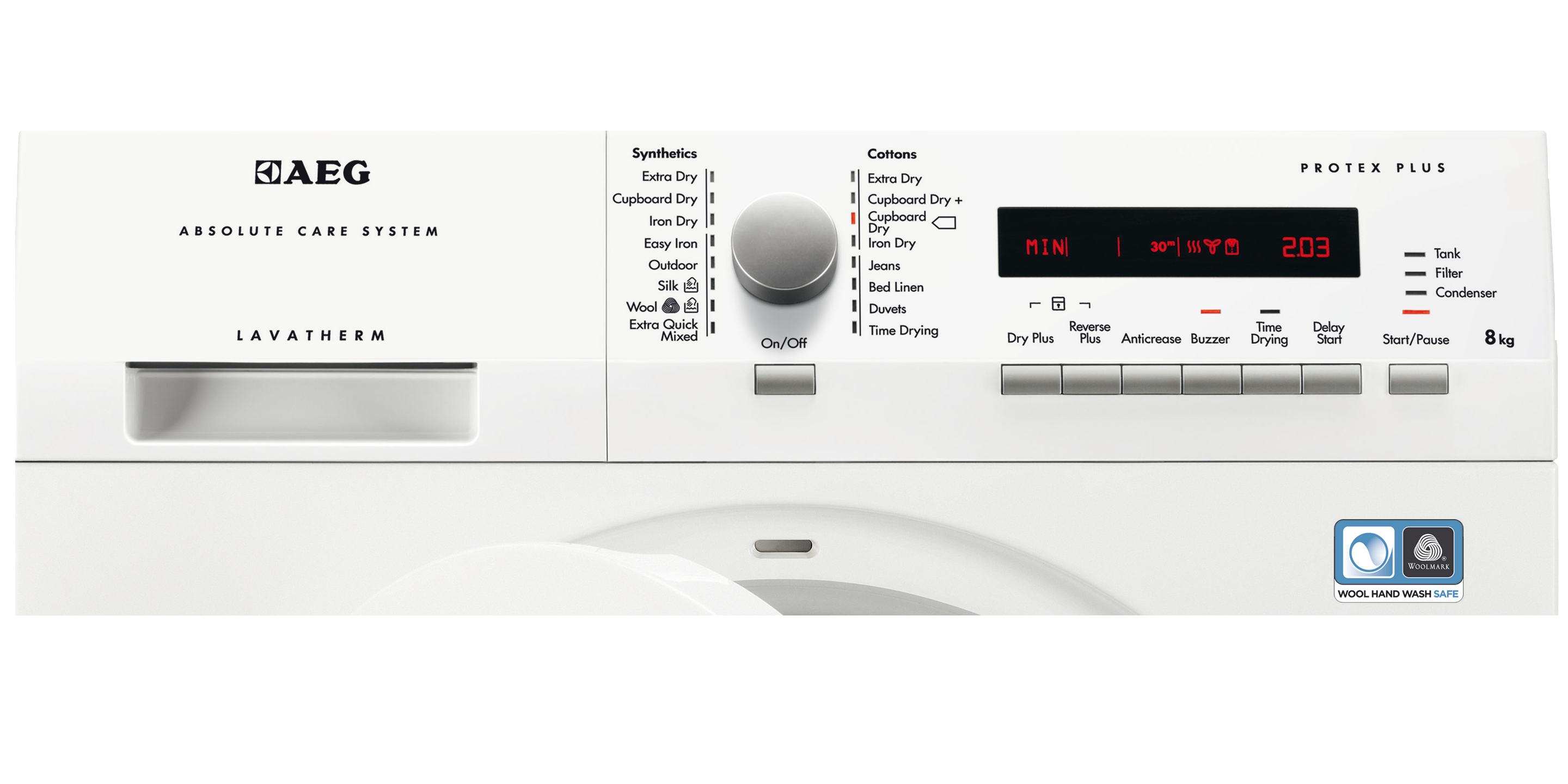 The control panel of an AbsoluteCare® System heat pump dryer