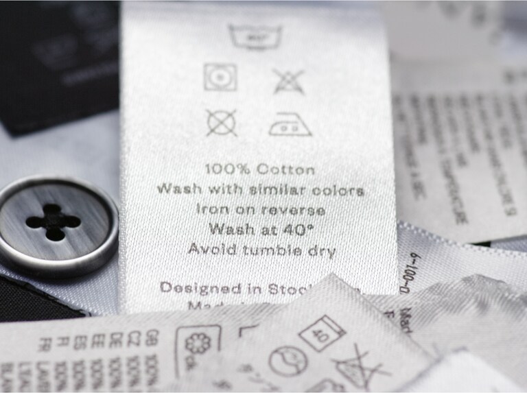 label with the care symbols
