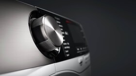 A close-up of the stylish control wheel