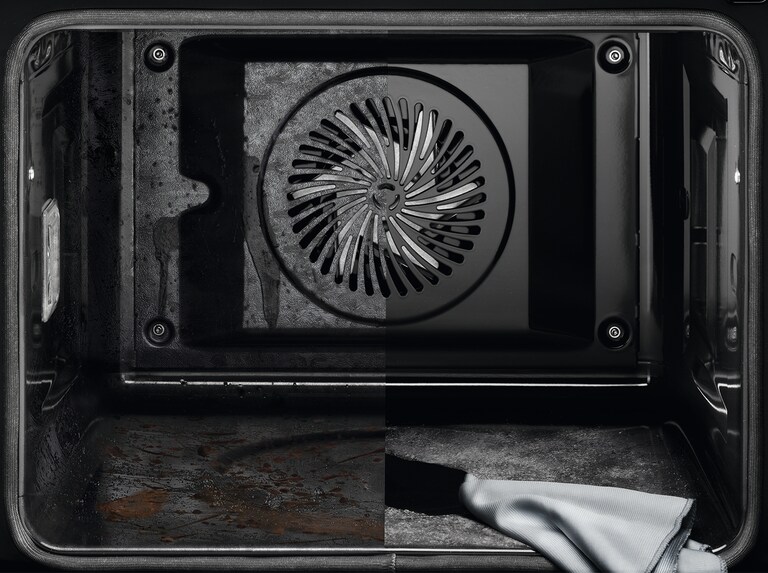 cleaning an oven 