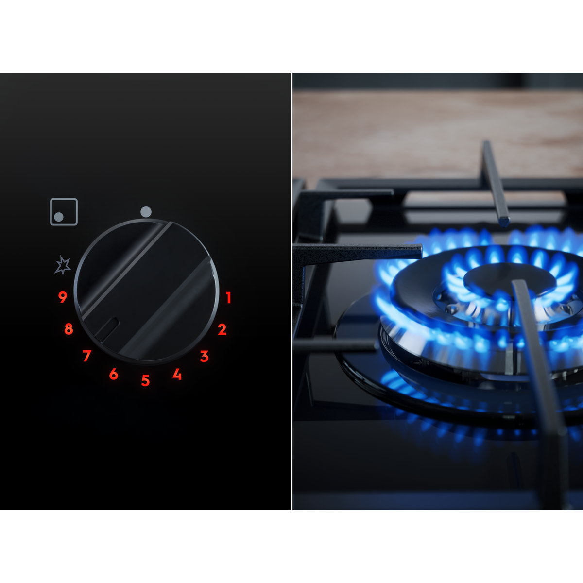 8000 Flamelight Gas On Glass Hob 75cm Gas hob AEG