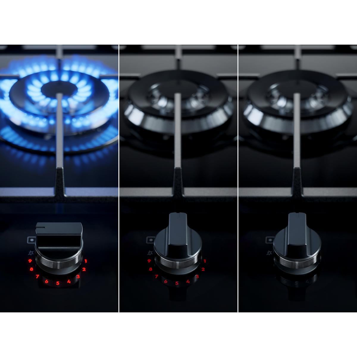 8000 Flamelight Gas On Glass Hob 75cm Gas hob AEG