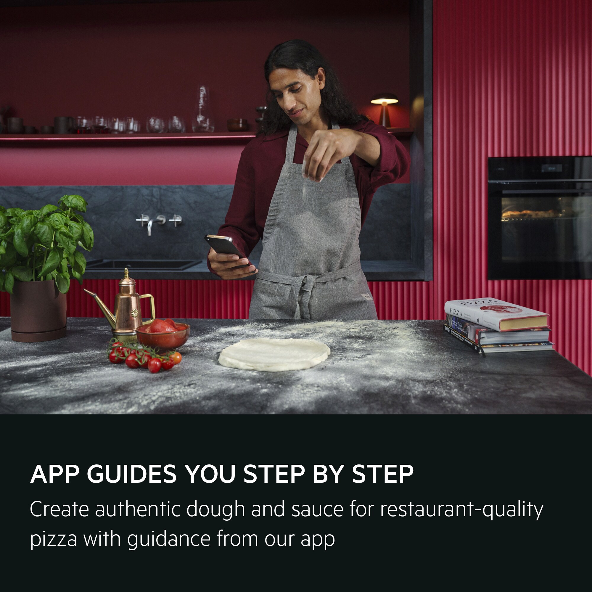Assisted app cooking to make a perfect Neapolitan pizza at home