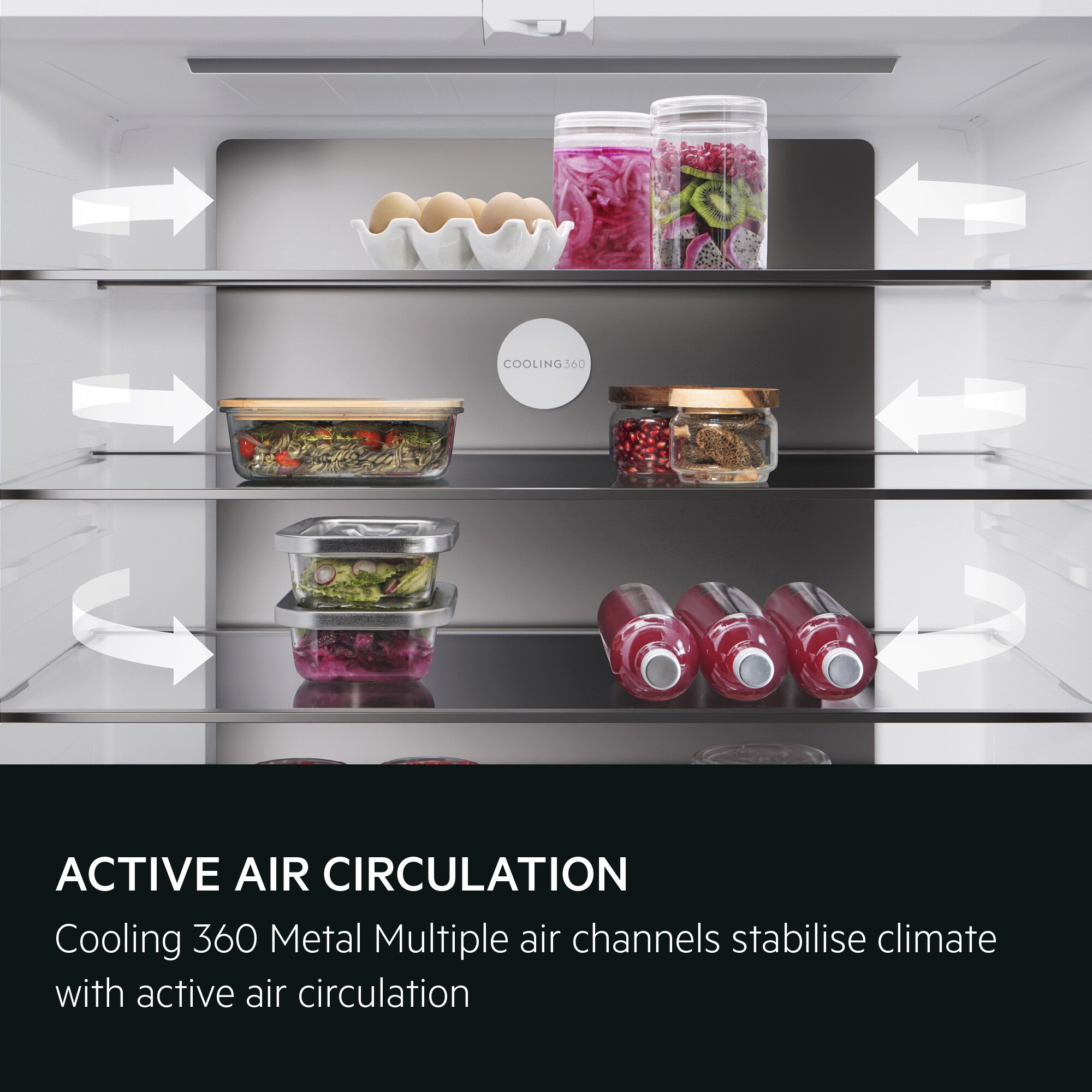 Cooling 360 Metal: Multiple air channels, minimalist design.