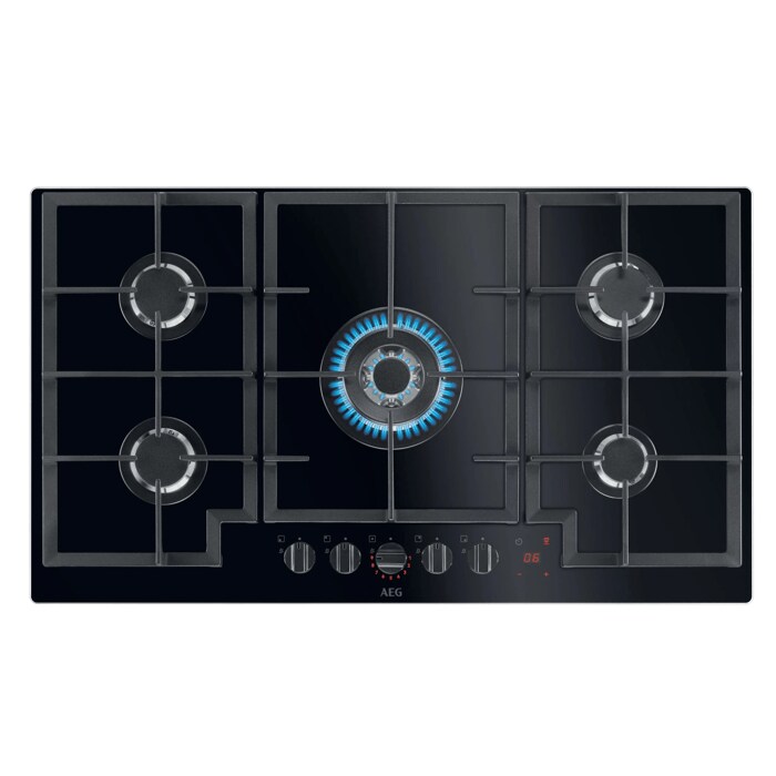 AEG 8000 Flamelight Gas On Glass Hob 90cm HKB95450NB