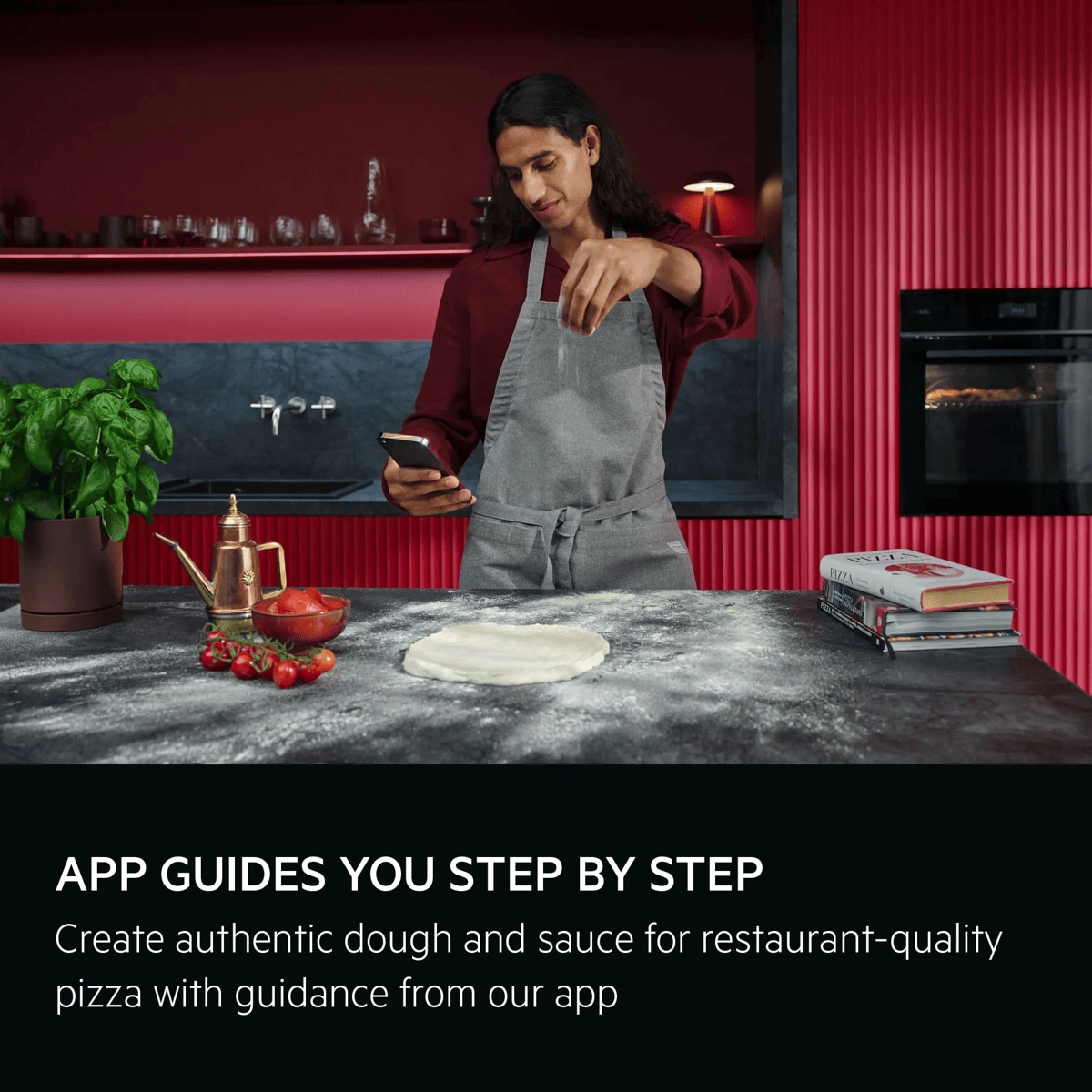 Assisted app cooking to make a perfect Neapolitan pizza at home