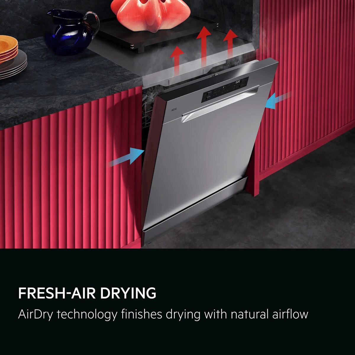 Fresh-air drying. AirDry technology finishes drying with natural airflow .