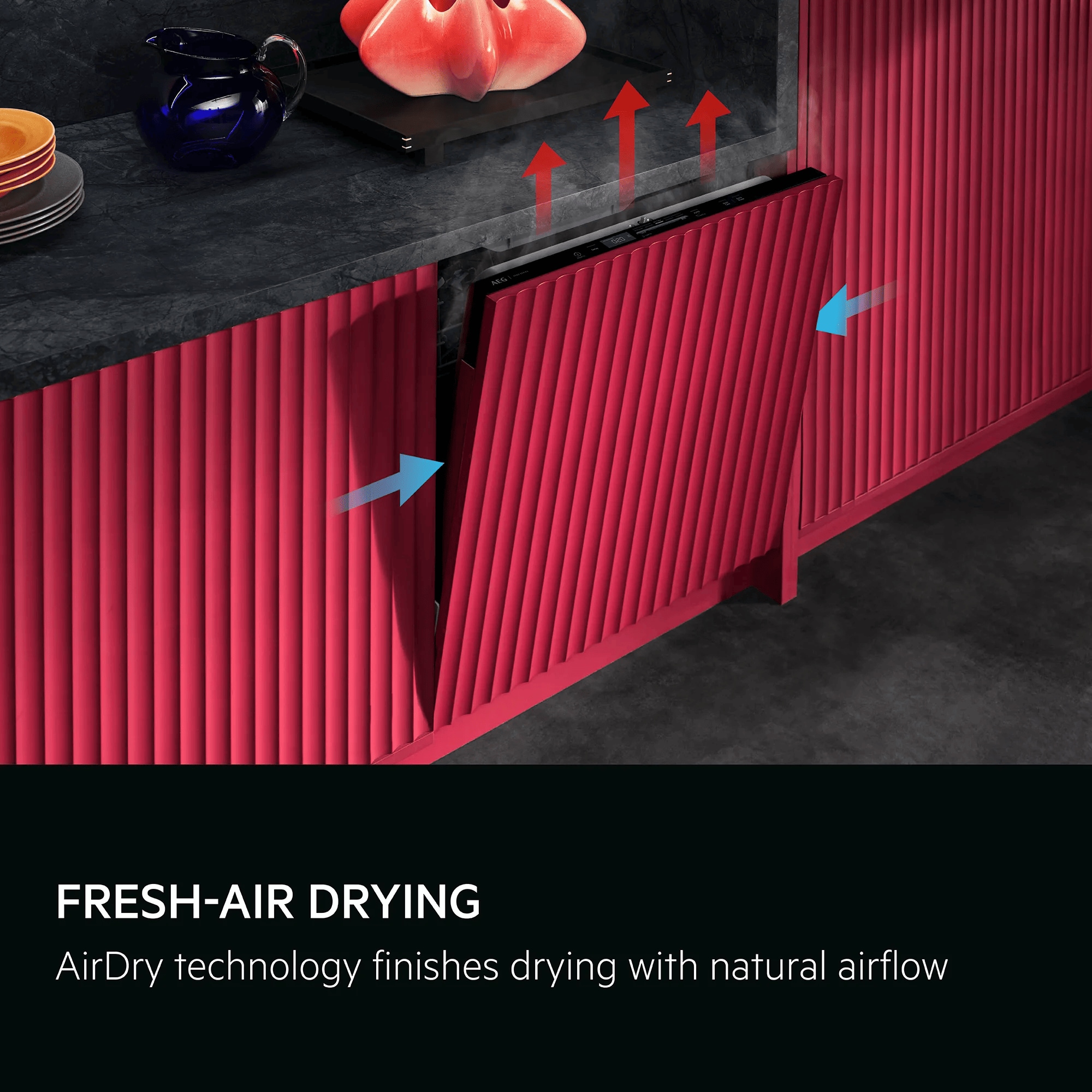 Fresh-air drying. AirDry technology finishes drying with natural airflow .