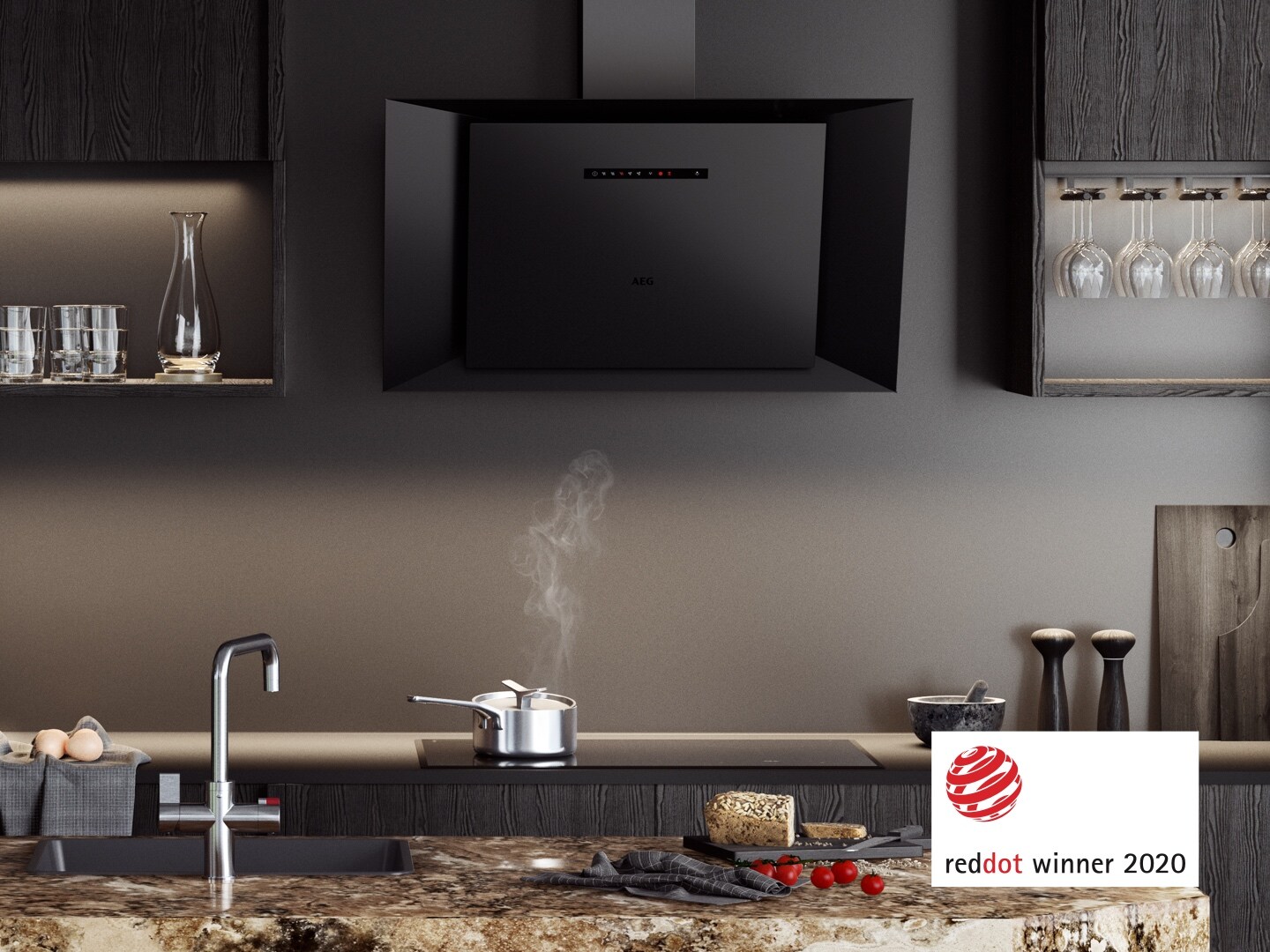 aeg black cooker hood