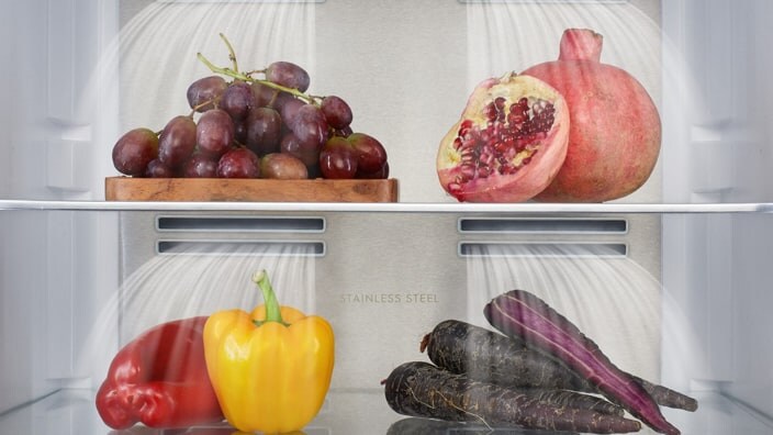 Fruit and veggies in fridge