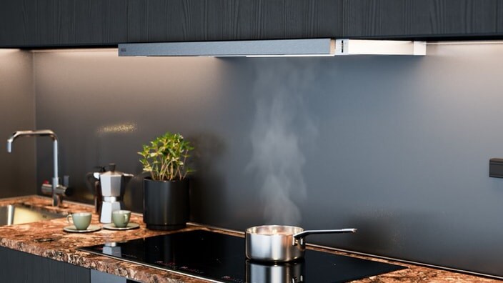 Integrated hood in kitchen