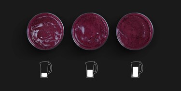 three glasses of smoothie