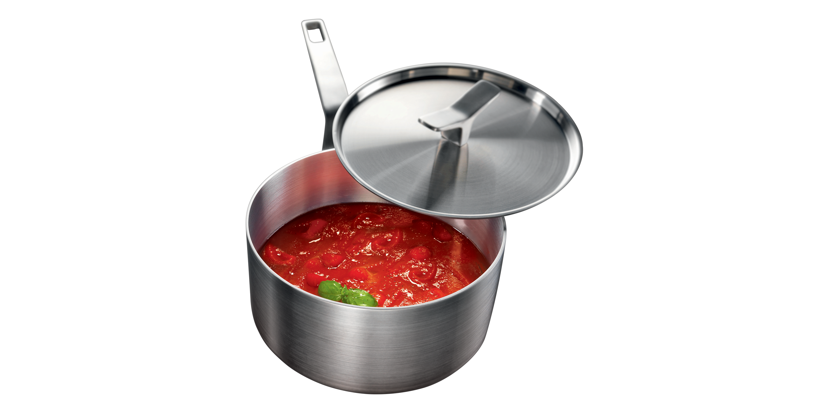 Chopped tomatoes heat in a Mastery Collection Saucepan