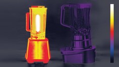 A heat map image showing the AEG Tabletop Blender staying cooler than other blenders