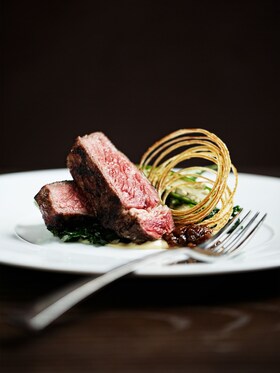 A fine gourmet dish of meat and vegtables