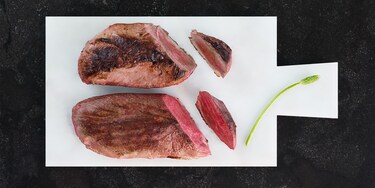 A comparison showing the difference sous vide cooking makes to duck breast