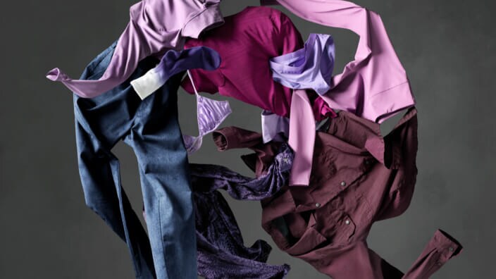 Clothes flying around in swirl