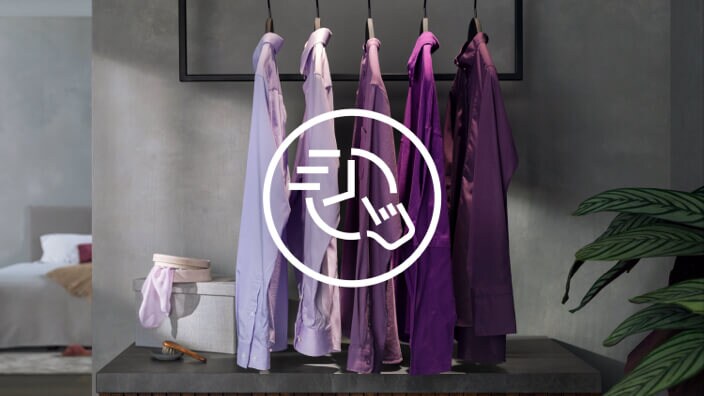 30 cycle icon and purple clothes on hangers