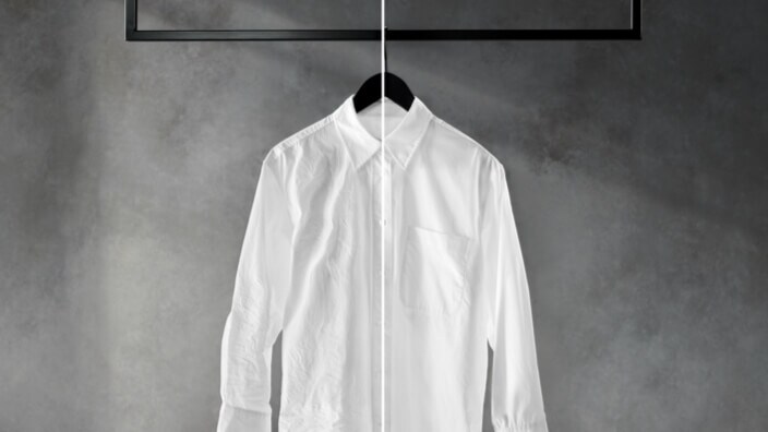 Steam vs no steam on white shirt
