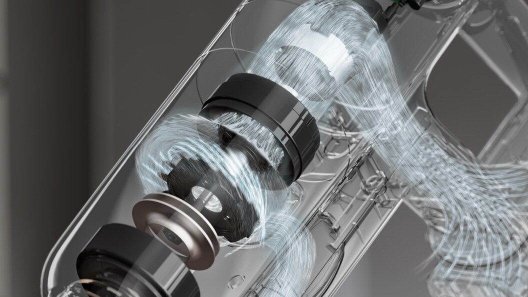 Cordless cleaner motor closeup inside