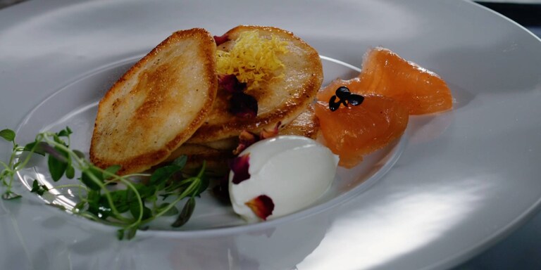 Pancakes with smoked salmon